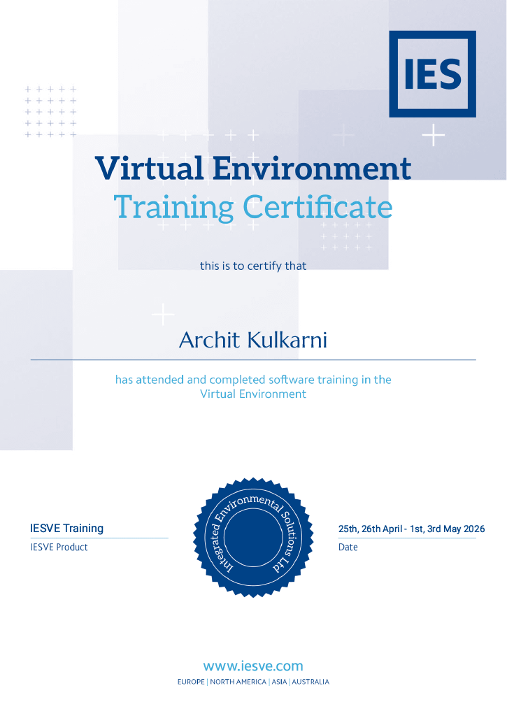 IES VE Authorised Course Completion Certificate