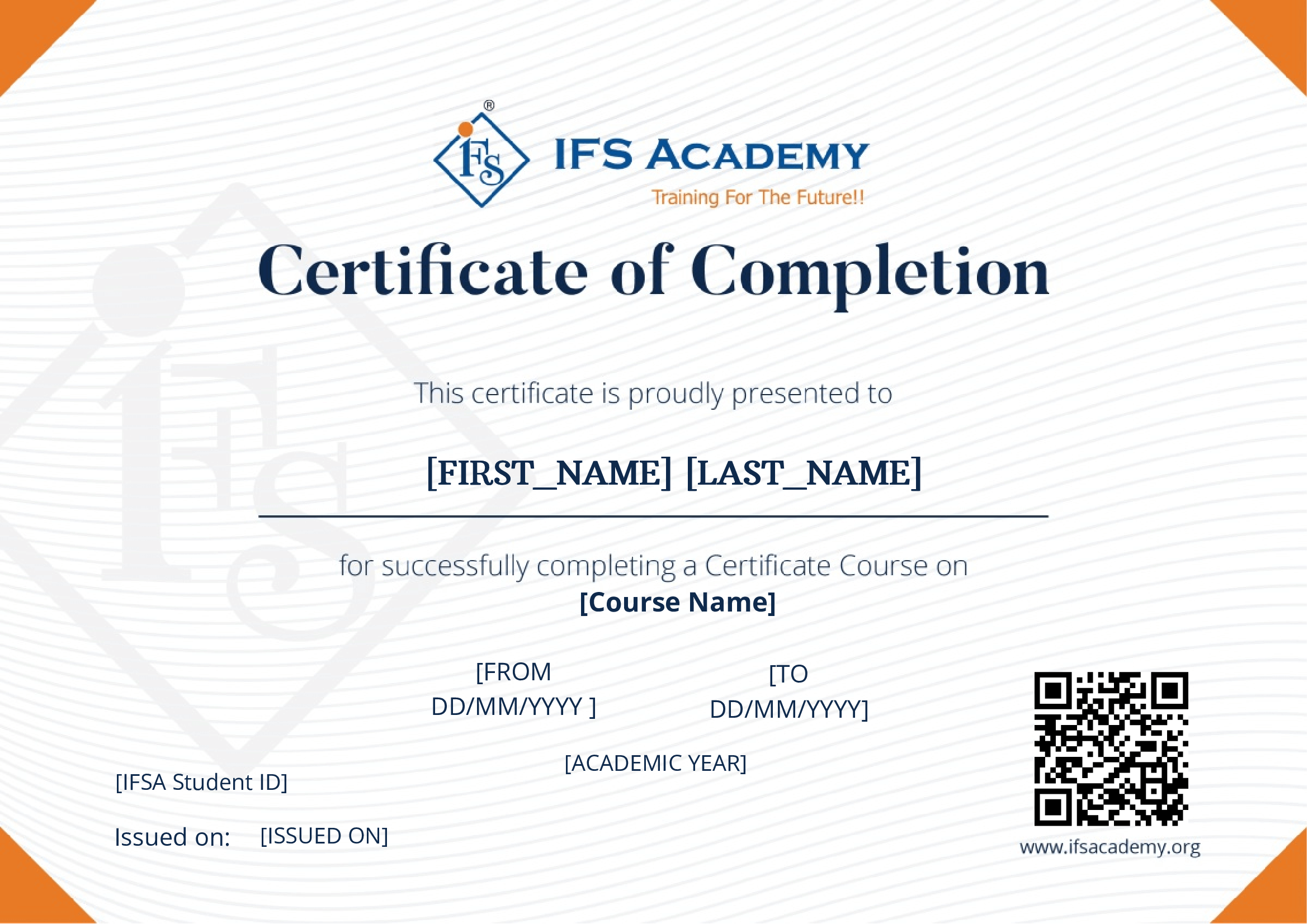 IFS Academy Certificate of Completion
