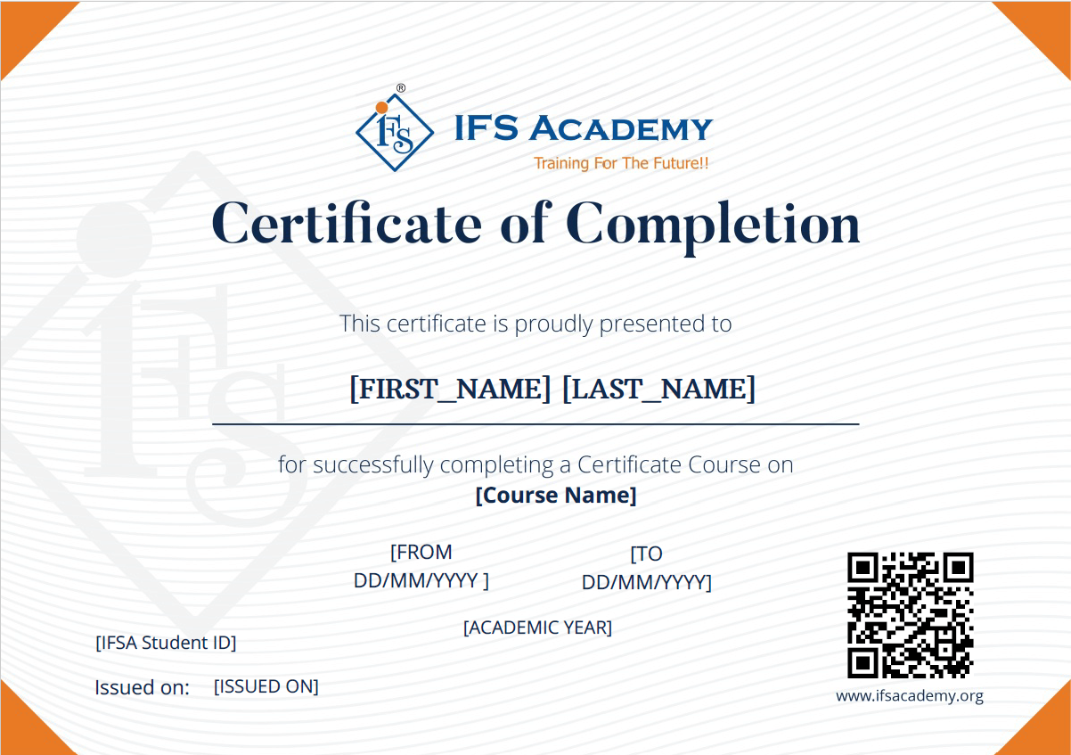 IFS Academy Authorised Certificate of Completion