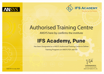 Ansys Authorised Training Certificate
