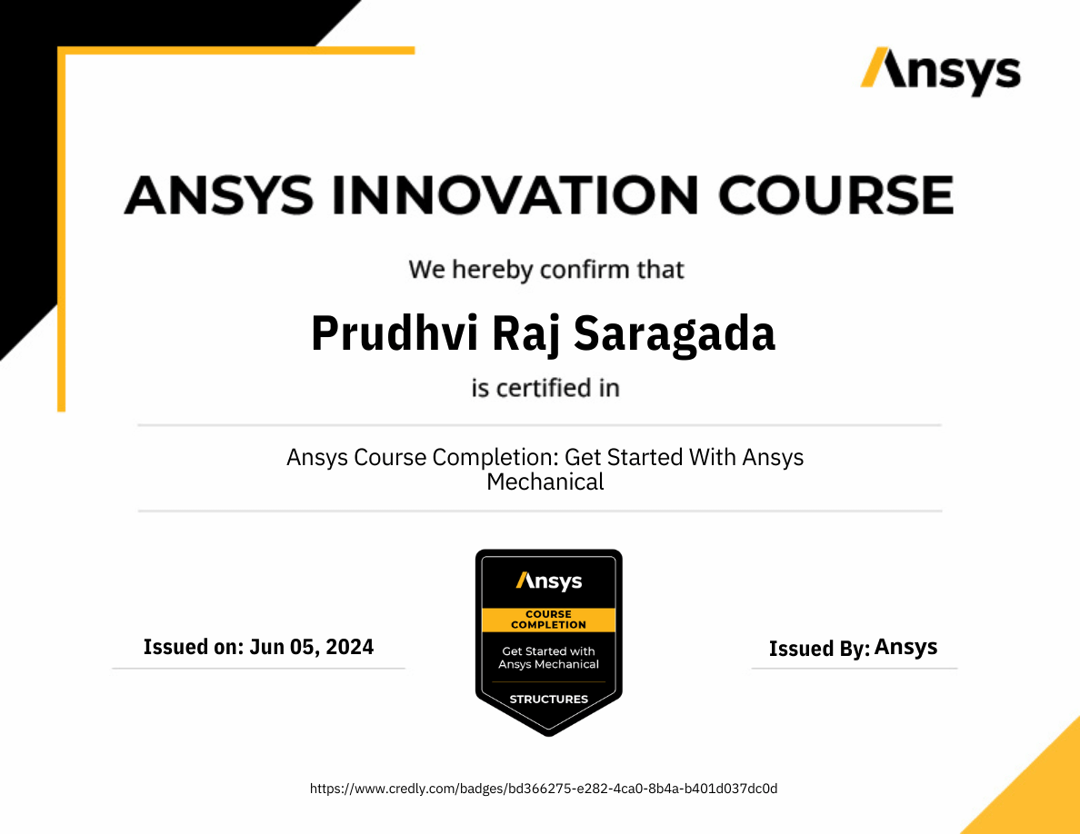 ANSYS Authorised Certificate of Completion